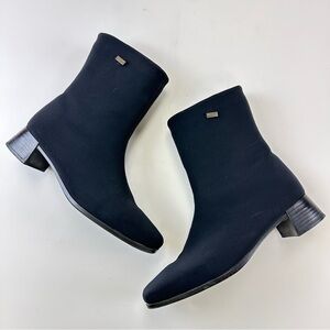 Reiker black nylon winter boot Womens Size 36 low heel square toe sleek modern